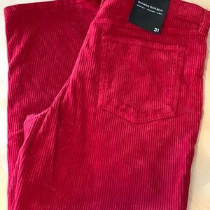 NWT Banana Republic RED CHAKRA Corduroy Pants, sz 31 regular